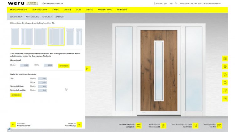 Planen Sie Ihre neue Wunsch-Haustür mit dem WERU Haustüren-Konfigurator